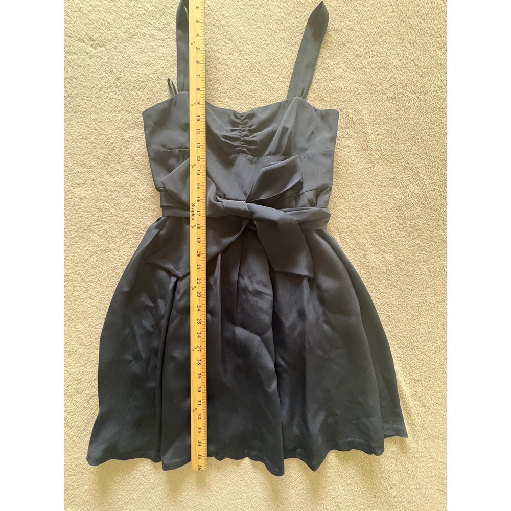 J.Crew Black 100% Silk Bow Front Sweetheart Dress Size 6 RN77388 Altered - Picture 2 of 7